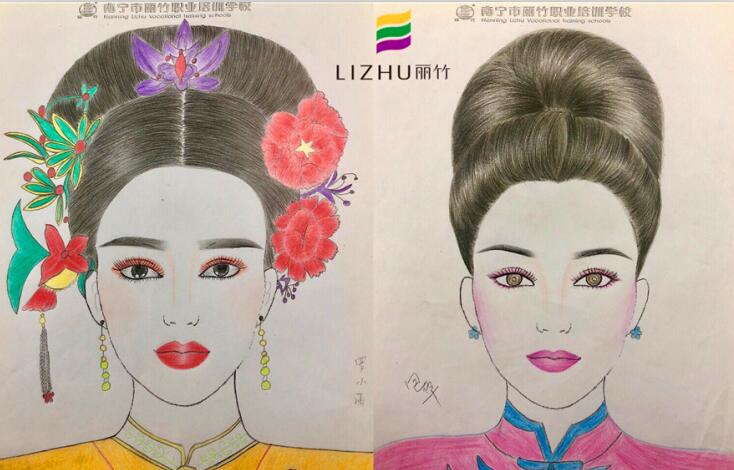 南寧化妝學校：紙上美人圖作品欣賞