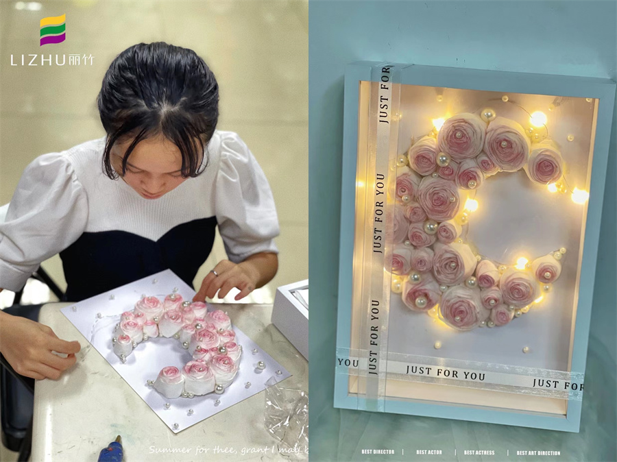 廣西培訓(xùn)插花班：紙巾玫瑰花禮盒 