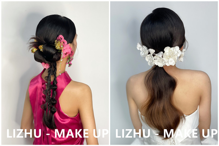 廣西彩妝發(fā)型造型學校-學員盤札發(fā)作品