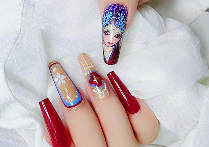 國(guó)風(fēng)美甲，南寧美甲造型培訓(xùn)班學(xué)員作品