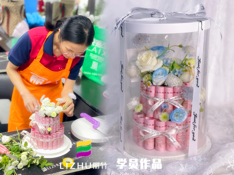 蛋糕花盒制作，南寧花藝學校課堂實訓