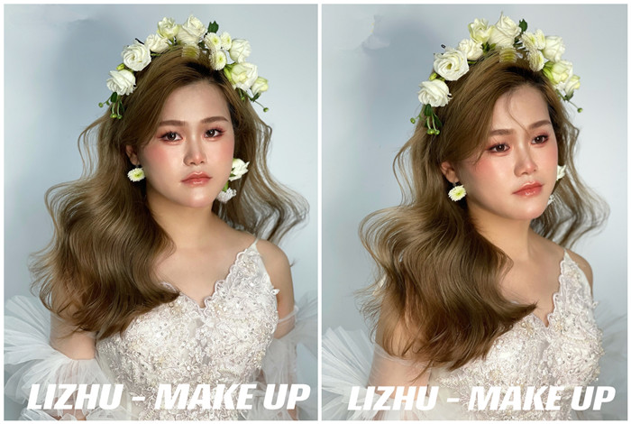 鮮花披發(fā)新娘造型，南寧新娘化妝進(jìn)修作品