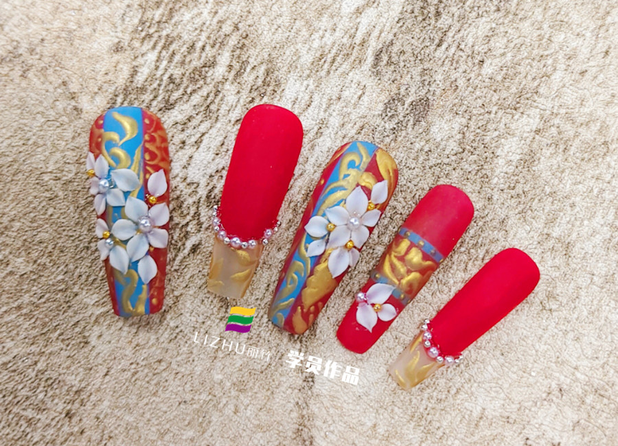 中式秀禾美甲，南寧美甲培訓(xùn)進(jìn)修班作品