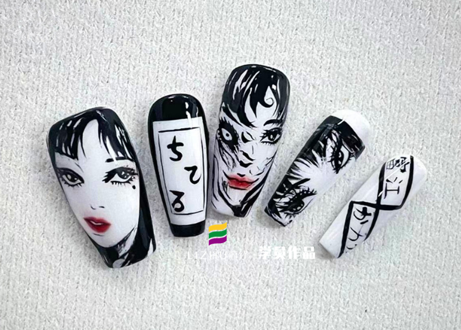 動漫《富江》美甲，廣西美甲實訓(xùn)作品