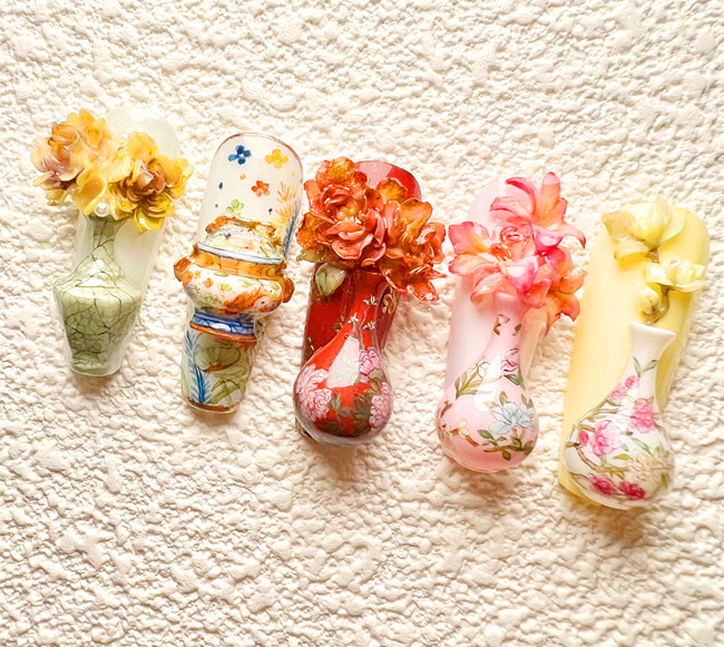 國風瓷器美甲，南寧美甲款式造型作品