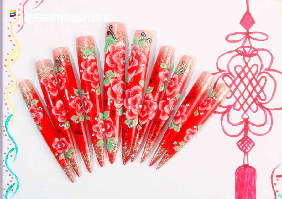 新年美甲排筆彩繪，南寧美甲學(xué)徒必學(xué)款