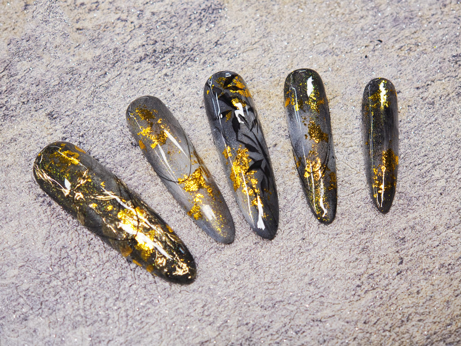 新中式竹林美甲，廣西美甲學(xué)校排名前十作品