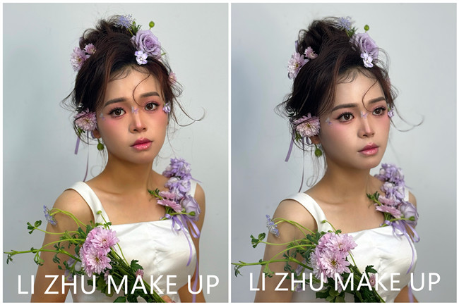 鮮花抽絲造型，南寧化妝高彩造型學(xué)校作品欣賞