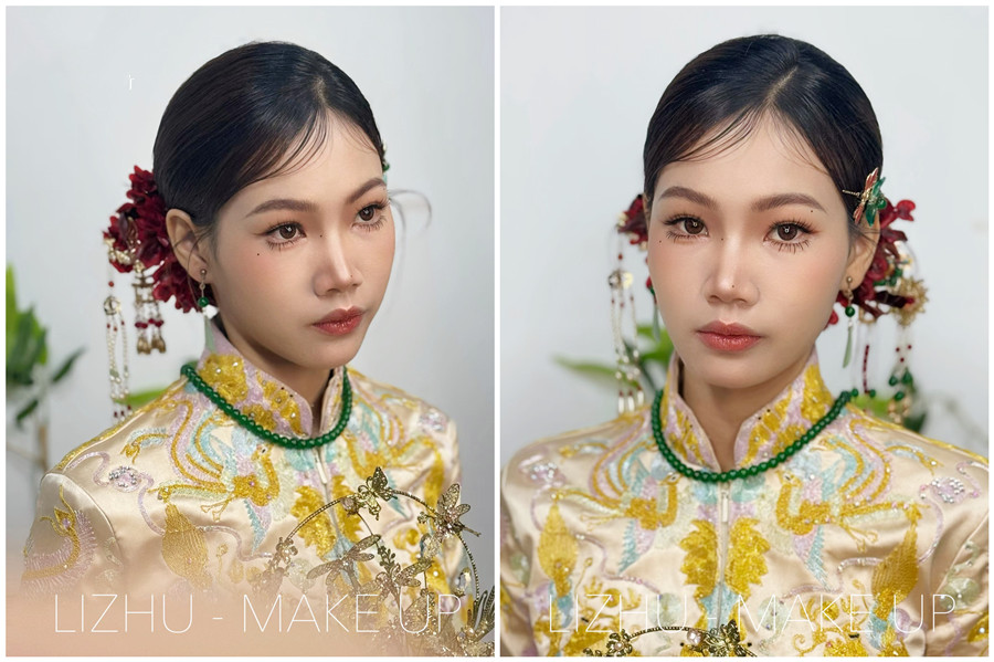 龍鳳褂新娘造型解析，廣西新娘化妝跟妝
